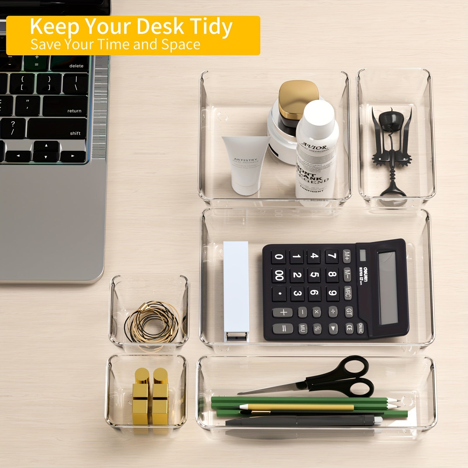 10 Pack Plastic Drawer Organisers for Makeup Office Kitchen Bathroom