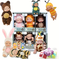 6 Mini Children's Dolls with Washable Animal Costumes