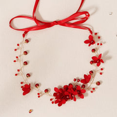 Red Pearl Flower Hairband Headband Party Favor Decorations