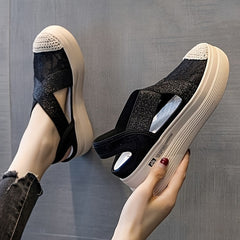 Women's Cross Strap Lace Espadrille Sandals Slingback Slip On Platform Shoes