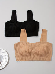 2pcs Wireless Bras Full Coverage Comfortable Solid Textured