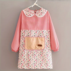 Cotton Canvas Apron Women's Long Sleeve Kitchen Apron