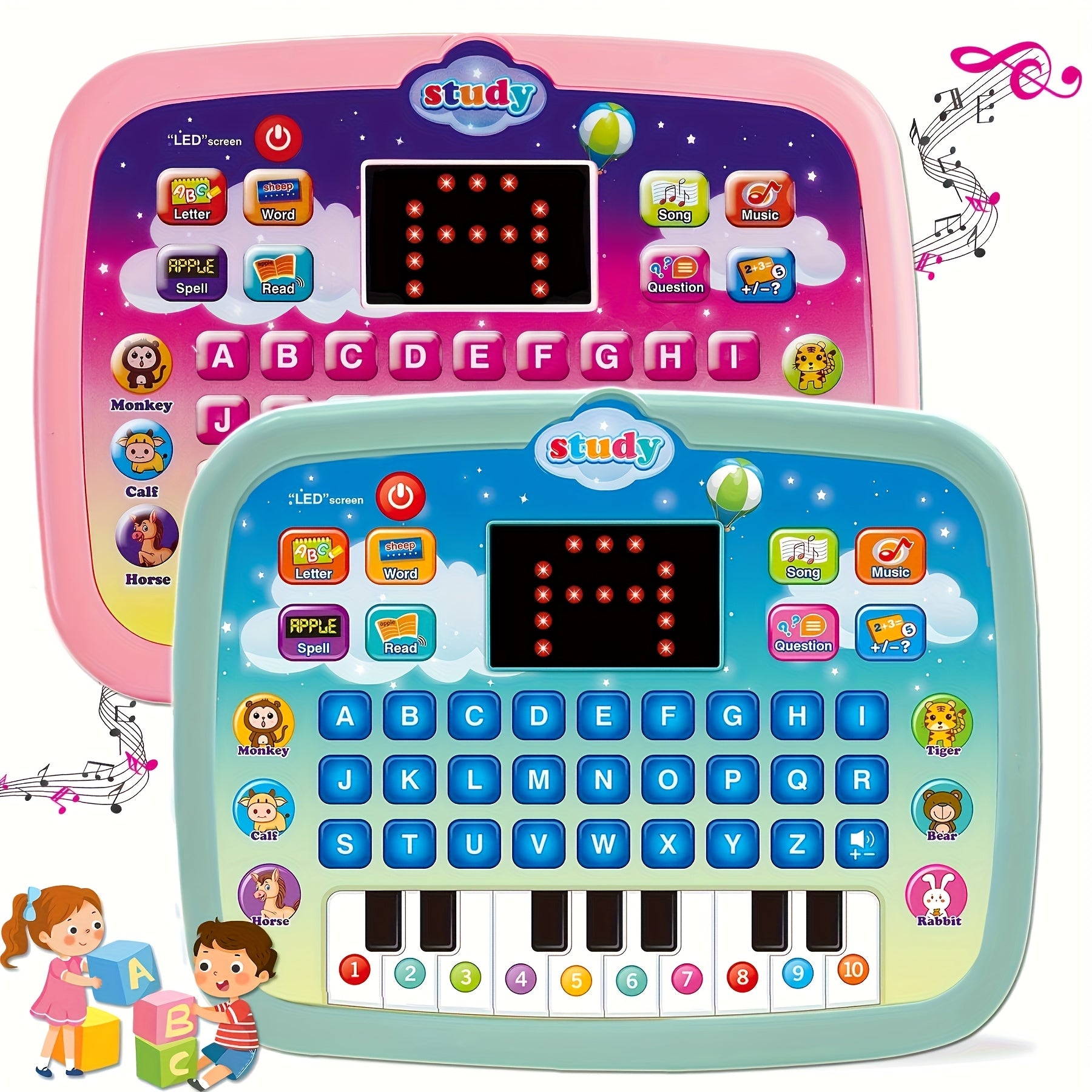 Educational Electronic Keyboard with LED Screen for Kids