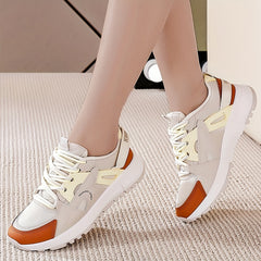 Breathable Mesh Sneakers Low Top Lace Up Women's Colorblock Shoes