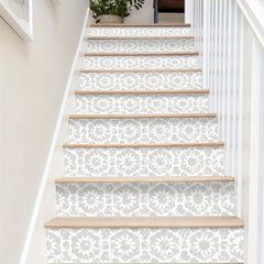 Boho Pattern Staircase Sticker 7pcs Waterproof Wallpaper 105x17