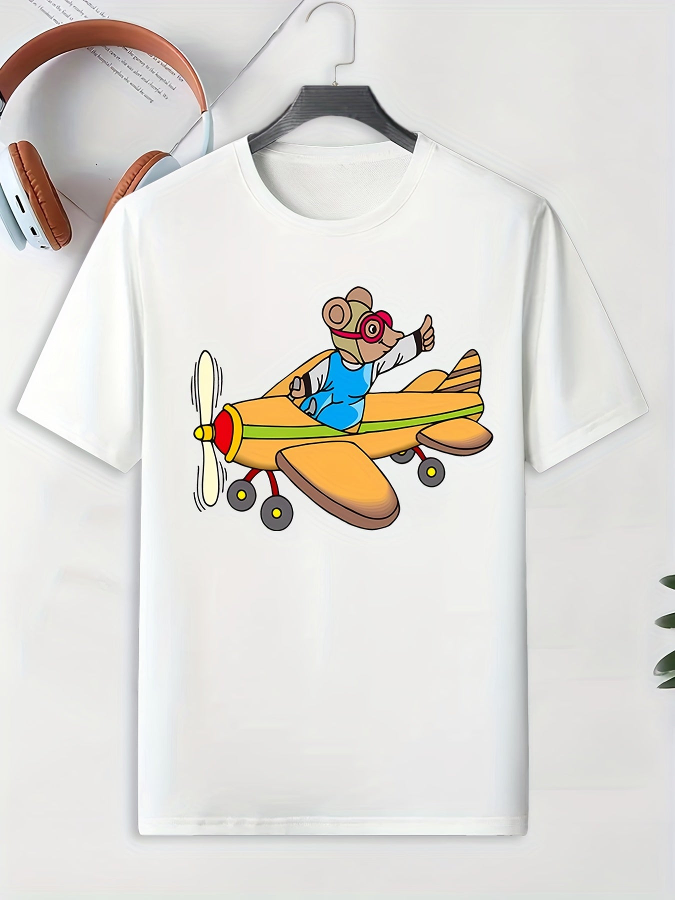 Men's Cartoon Animal Pattern T shirt Active Slightly Stretch Tee