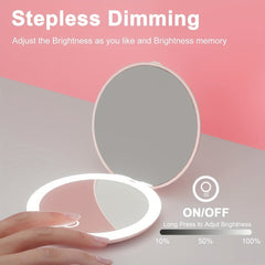 USB Rechargeable LED Compact Makeup Mirror with 1X 10X Magnification