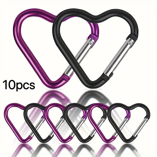 10pcs Heart Shaped Keychain Aluminum Alloy Spring Snap Hook