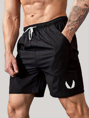 Men's Breathable Wings Print Drawstring Running Shorts