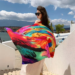 Feather Pattern Scarf Shawl Casual Head Wrap Gift For Mother's