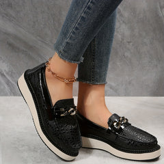 Women's Crocodile Loafers Low Top Slip On Shoes Casual Flats