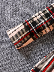 Girls' Classic Plaid Bodycon Dress With Belt Slim Fit