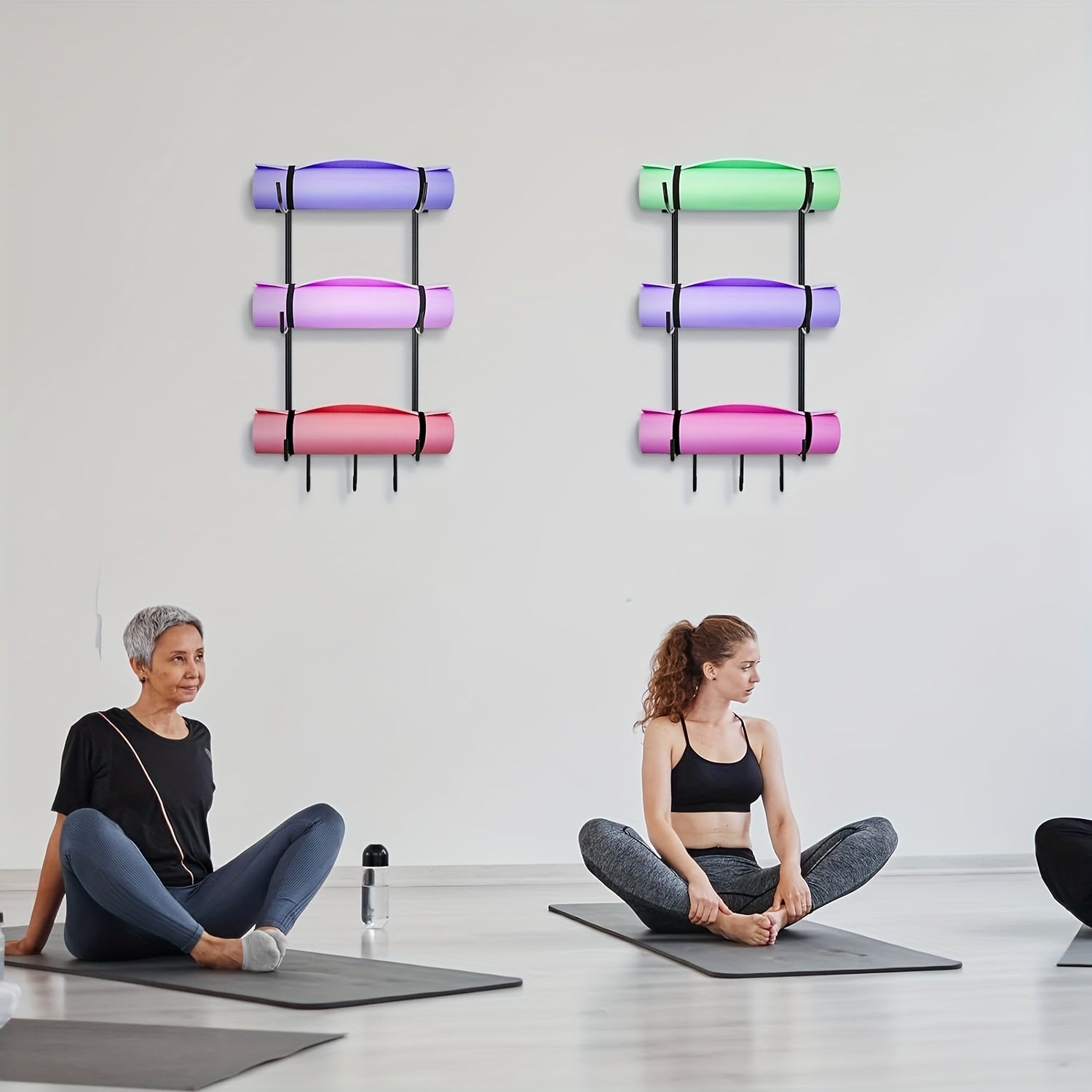 Wall Mount Yoga Mat Holder Rack 3 Layer Gym Storage