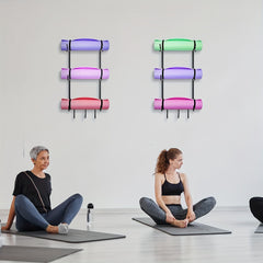 Wall Mount Yoga Mat Holder Rack 3 Layer Gym Storage