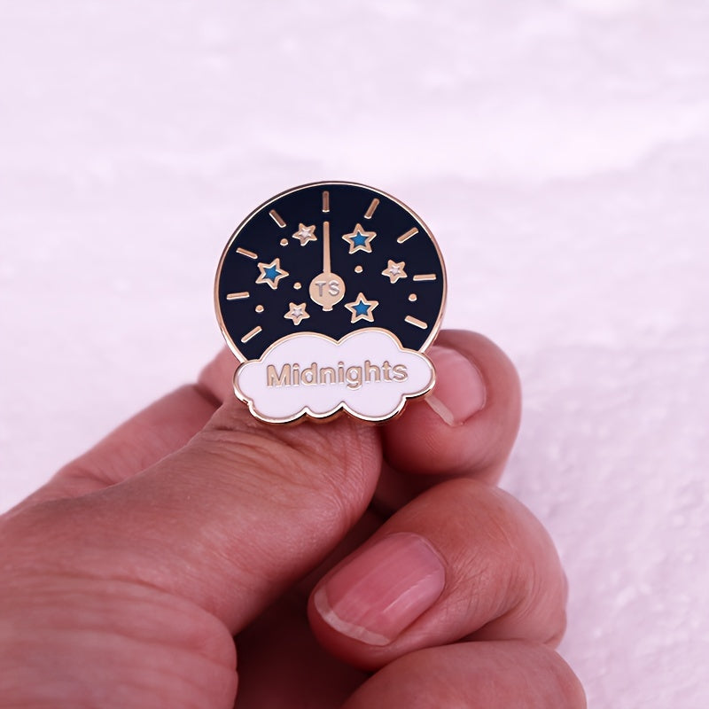 Midnight Clock Brooch Pin Accessory Dark Style Christmas Year Gift