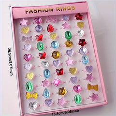 48pcs Colorful Princess Ring Set Dress Up Rings for Girls Birthday