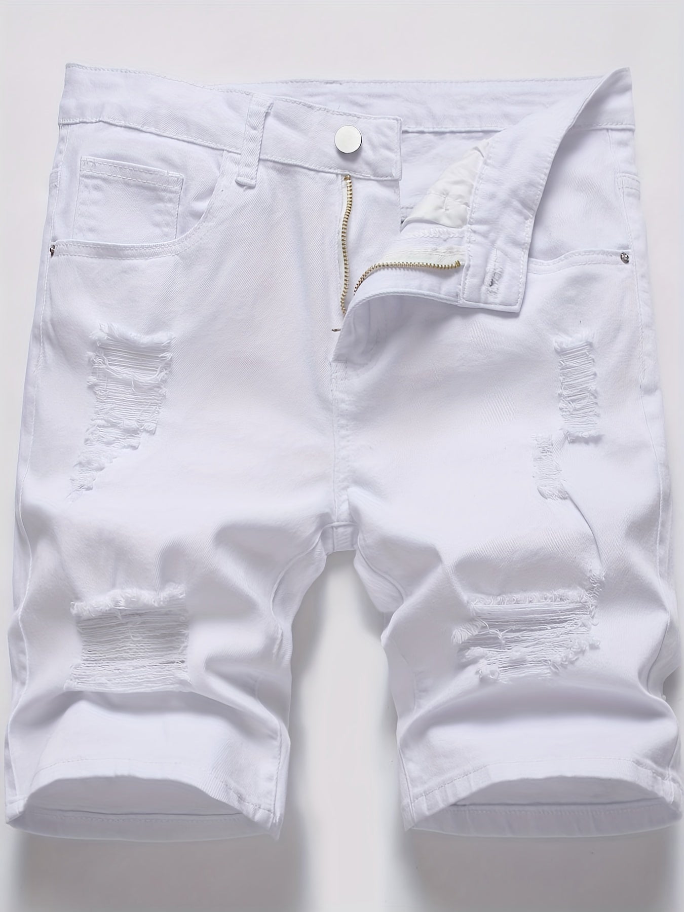 Men's Ripped Denim Shorts Casual Street Style Distressed Stretch Denim Shorts