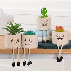 Creative Emoticon Pendant Doll Ceramic Flower Pot Succulent Plant Pot