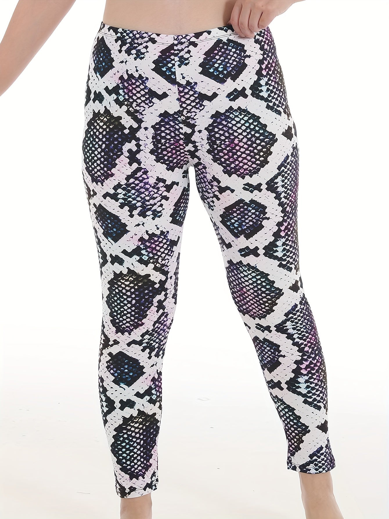 Snake Skin Print High Stretch Fitness Leggings