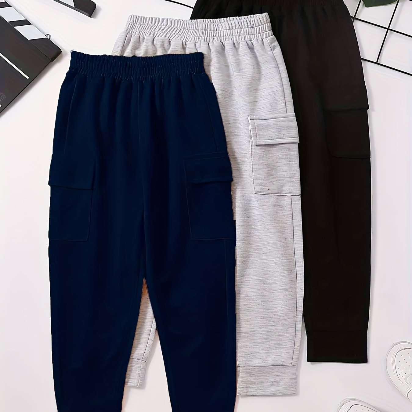 3pcs Boys Soft Casual Long Pants For Spring And Autumn Kids Clothes