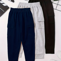 3pcs Boys Soft Casual Long Pants For Spring And Autumn Kids Clothes