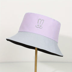 Embroidered Bunny Ears Bucket Hat Rabbit Block Sun Hat Cotton Sunscreen Fishing
