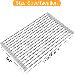 Over Sink Roll Up Dish Drying Rack Stainless Steel