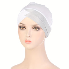 Turban Cap Stitching Bling Headwrap Ramadan Head Scarf Lightweight Bonnet