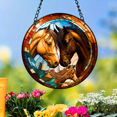 Horse Stained Glass Window Hanging Panel