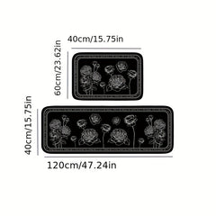 Floral Kitchen Mat Anti Slip Soft Absorbent Bath Mat