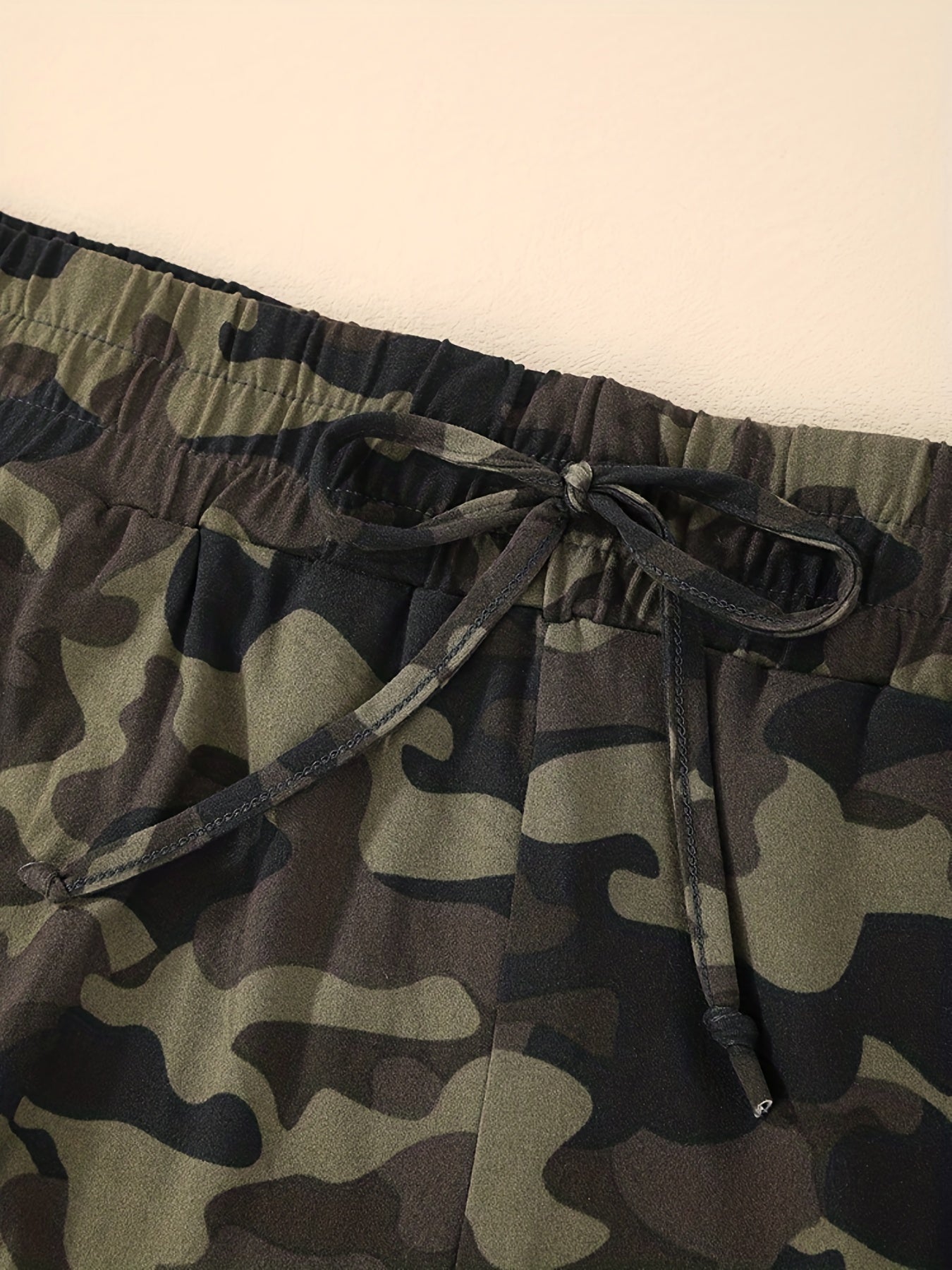 Women's Plus Camo & Stripe Print Tie Yoga Leggings