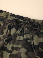 Women's Plus Camo & Stripe Print Tie Yoga Leggings