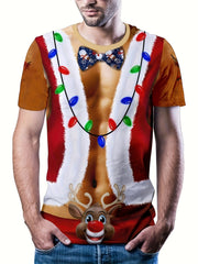Christmas Graphic Print Tee Shirt Men's Casual Round Neck Tee Shirt