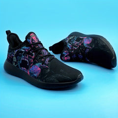 Men's Skull Crow Print Lace Up Casual Shoes Lightweight Non slip Comfy Sneakers