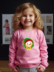 Cartoon Snowman Print Long Sleeve Sweatshirt Girls Pullover