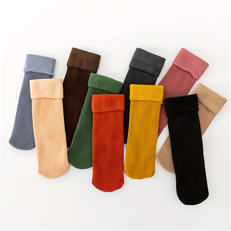 10 Pairs Fuzzy Socks Comfy Warm Mid Tube Stockings Women's Hosiery