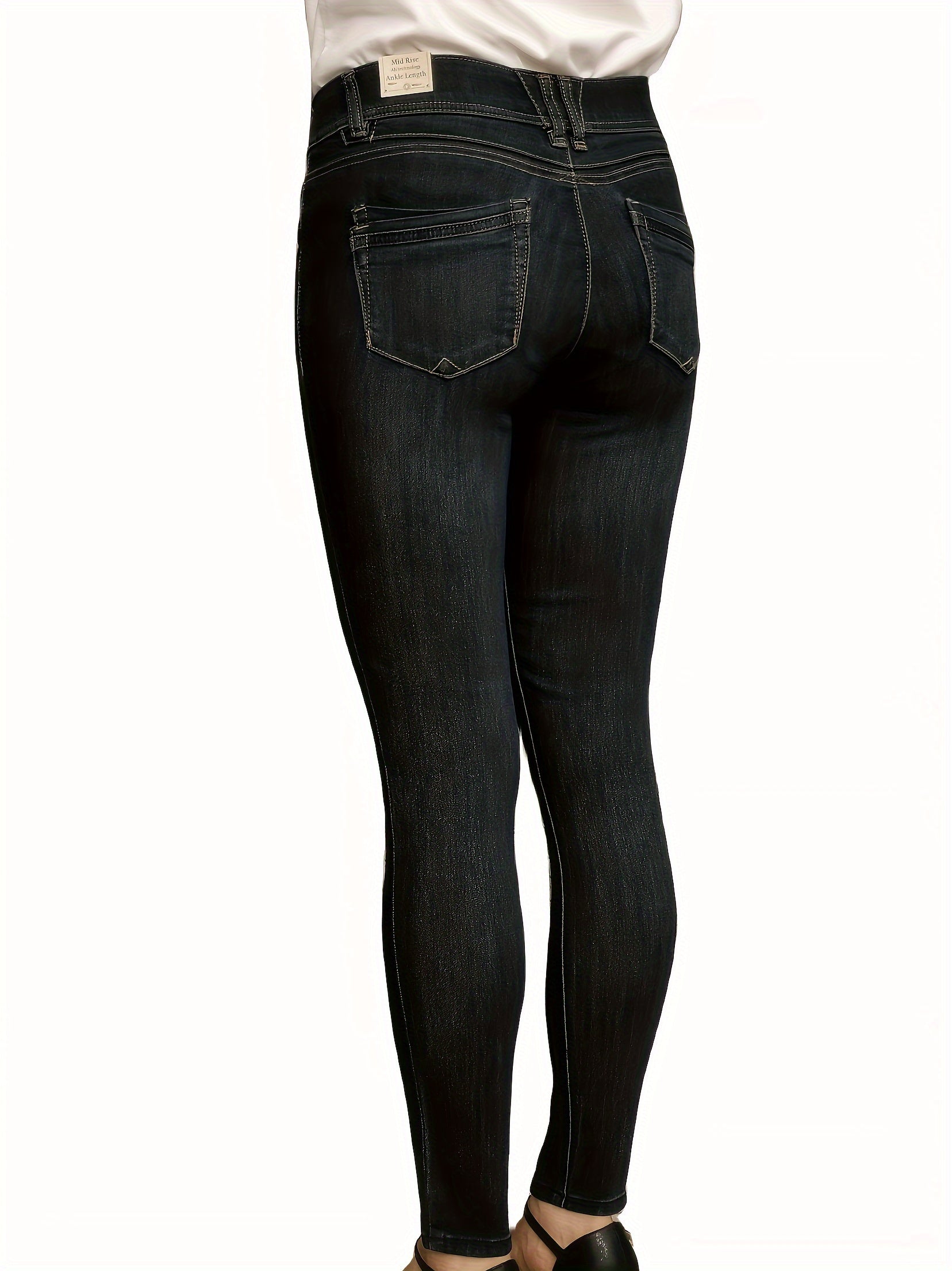 Washed Button Fly Stretch Skinny Jeans