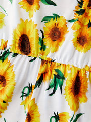 Girls Sunflower Graphic Cami Rompers Jumpsuits For Beach Vacation