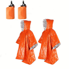 2pcs Emergency Raincoat Waterproof Ponchos For Camping Hiking