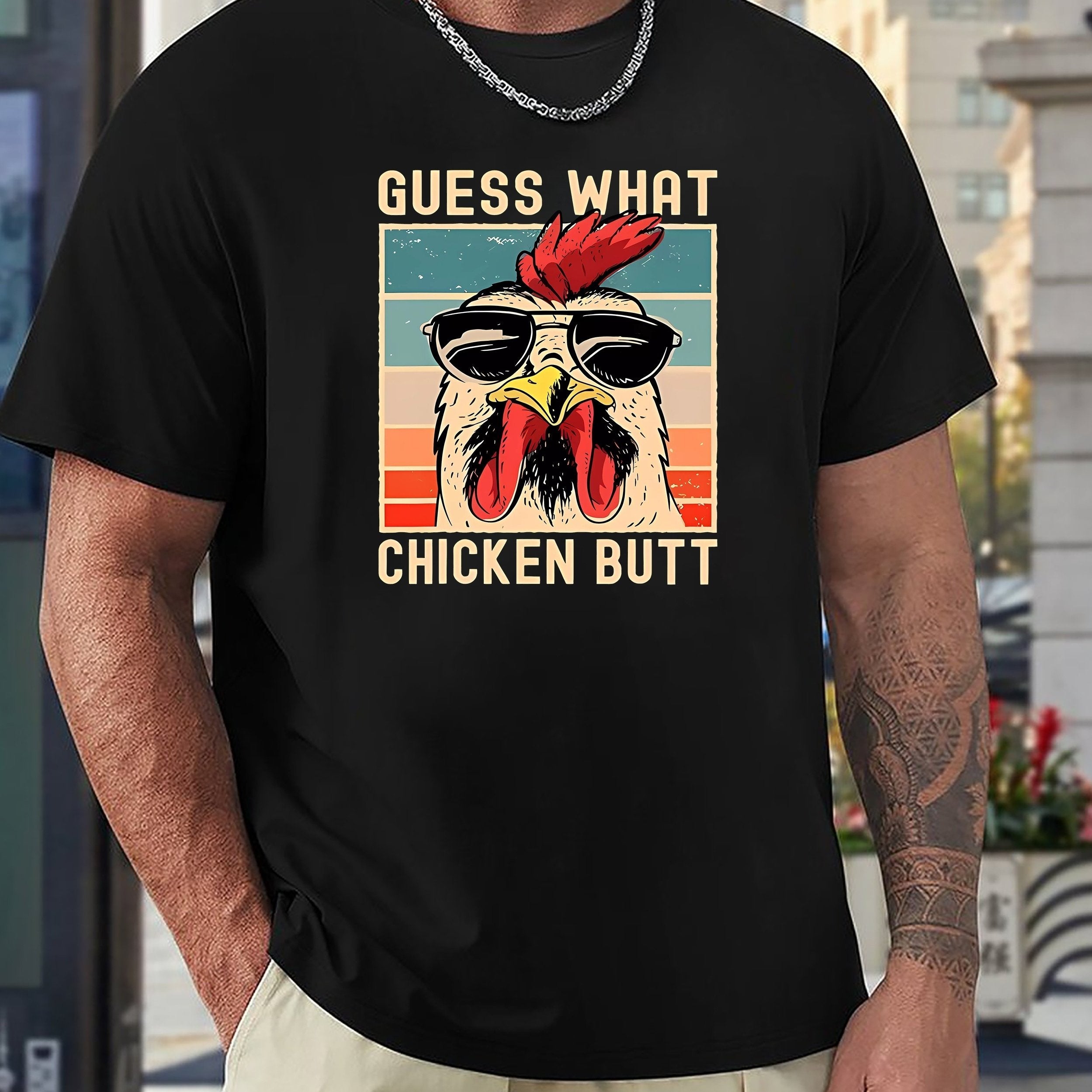 Chicken Meme Print Men's Sports T-shirt Outdoor Fitness Clothes Gift