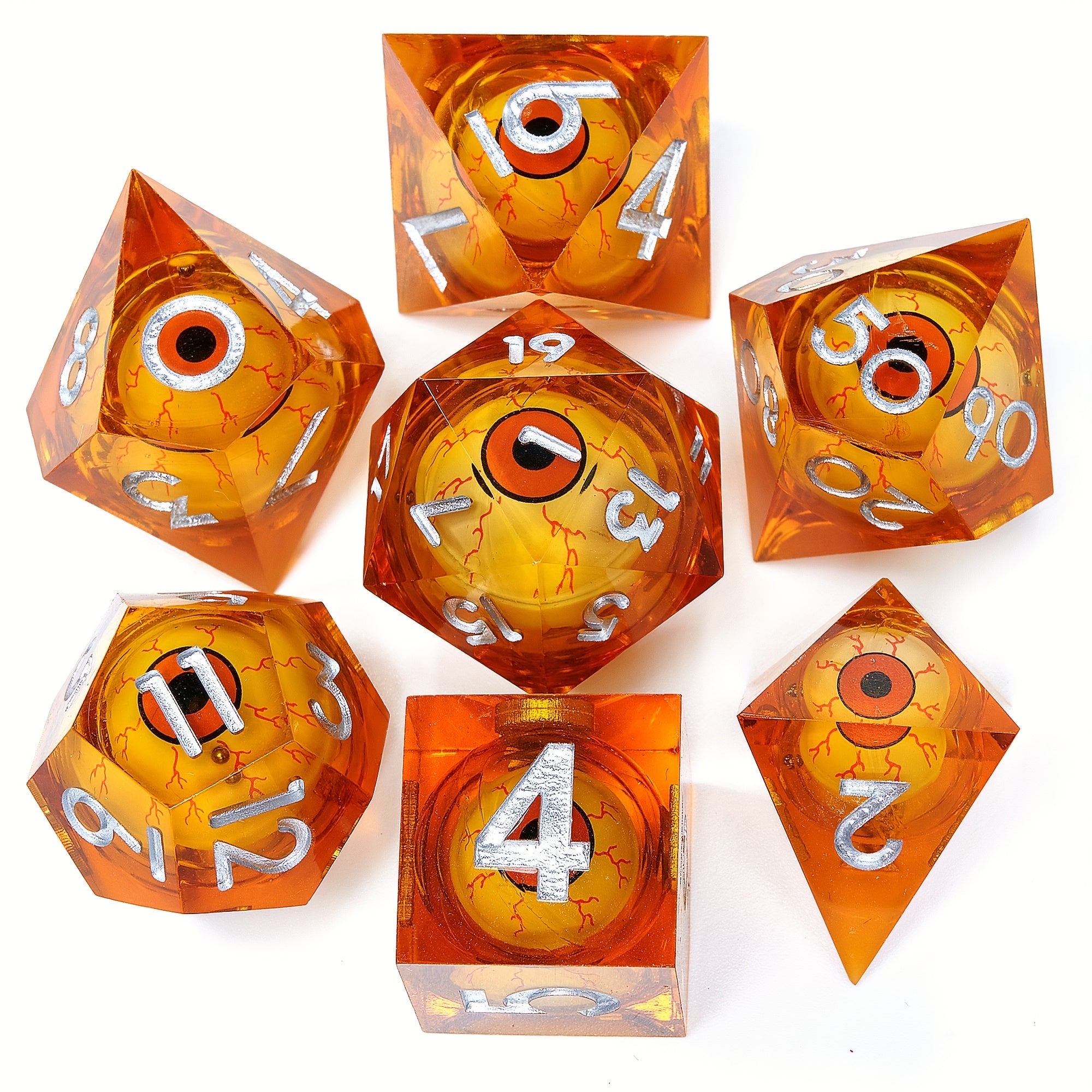 7pcs Floating Eyeball Polyhedral Sharp Edge Dice Set Roleplaying Game Gift