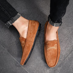 Men's Loafer Shoes with Stitching Details, Rubber Sole, Flat Heel