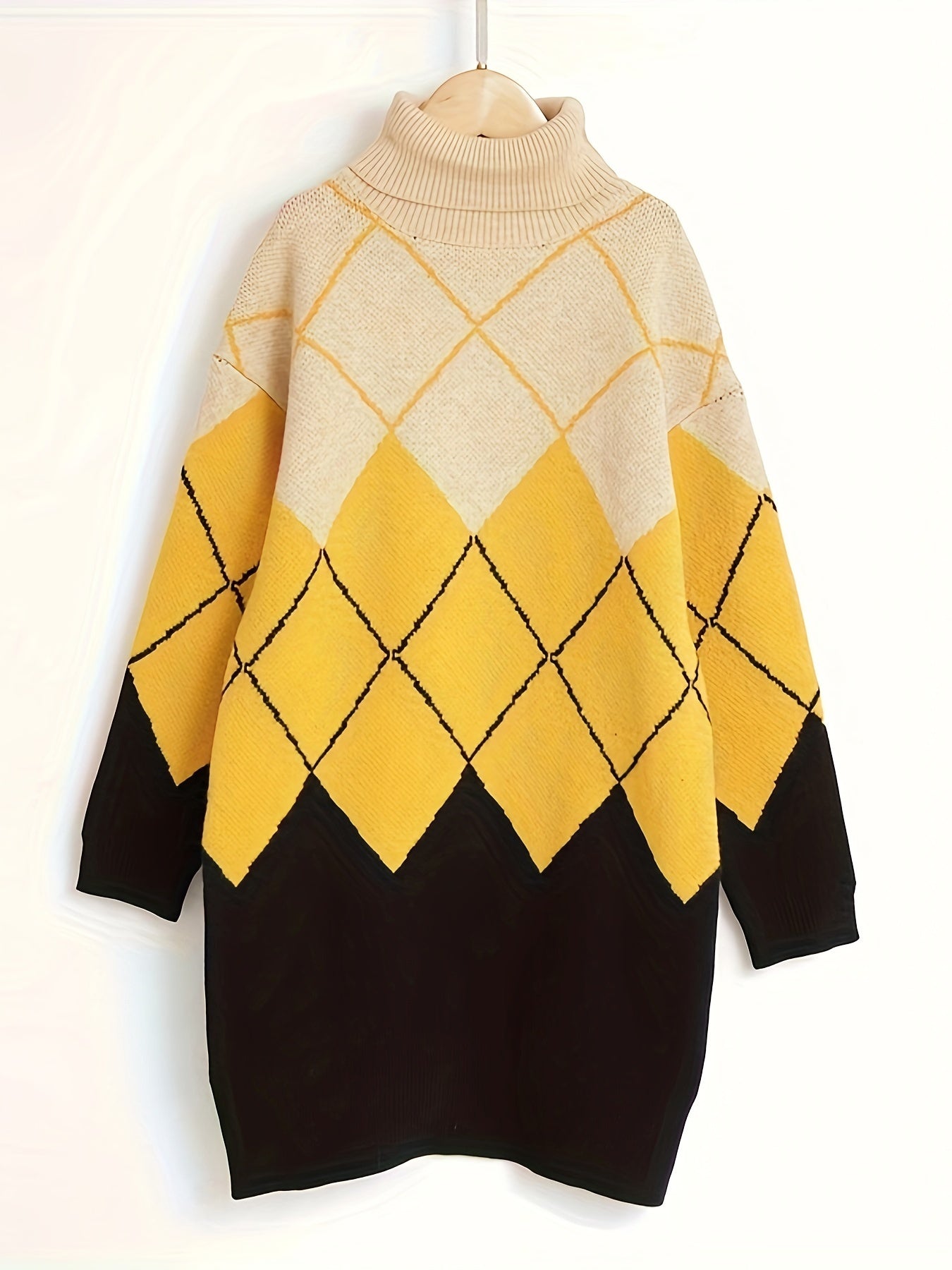 Girls 95 Cotton Diamond Pattern Long Sleeve Knitwear Kids Clothes Gift