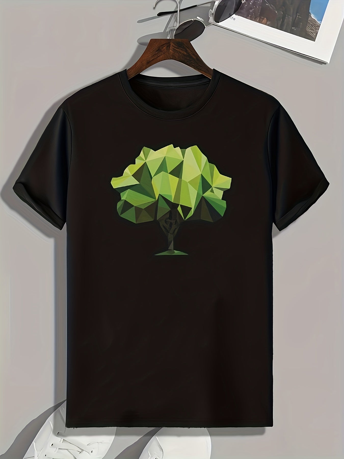 Tree Pattern Print Men's Comfy Sports T-shirt