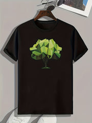 Tree Pattern Print Men's Comfy Sports T-shirt