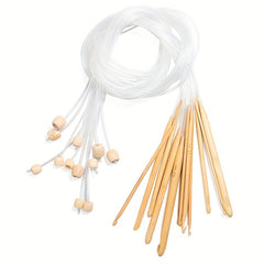 12pcs Tunisian Crochet Hooks Set 3-10mm Bamboo Knitting Needle