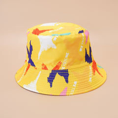 Red Fork Bucket Hat Tie Dye Double Sided Sunshade Fisherman Cap