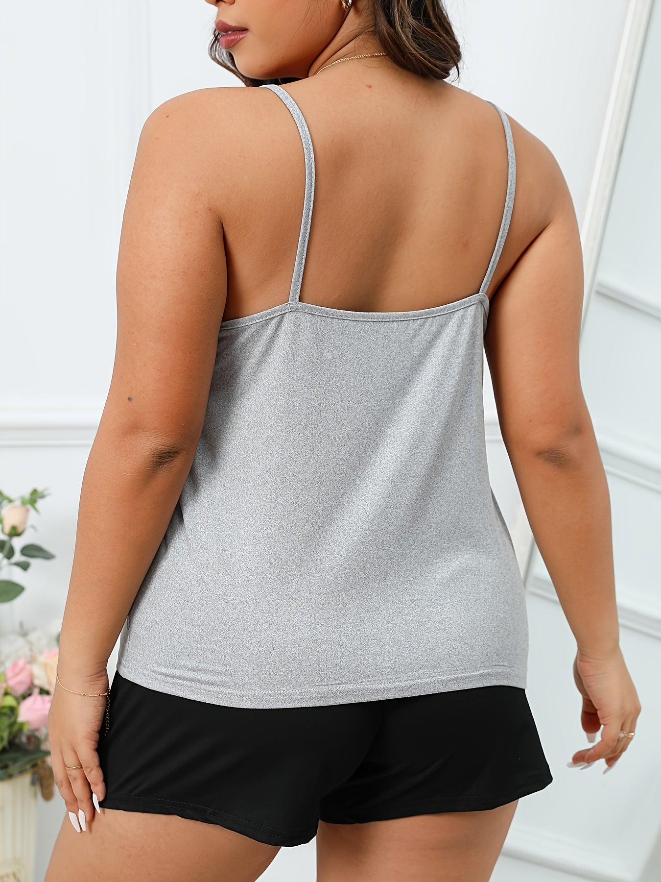 Lounge Set Women's Plus Cami Top & Shorts Pajama Set