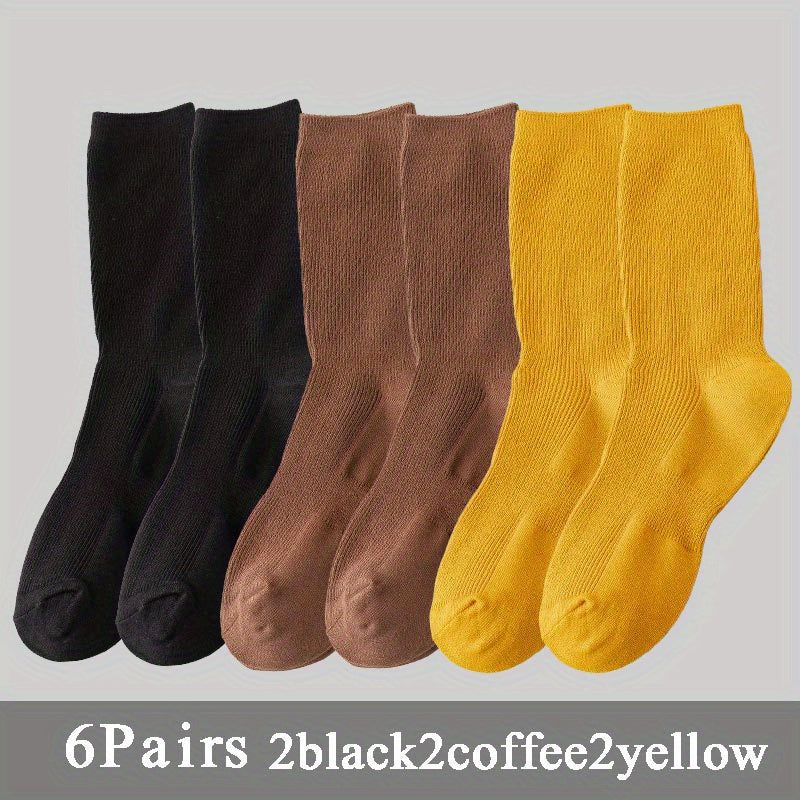 6 Pairs Warm Ribbed Socks Women's Stockings & Hosiery