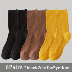 6 Pairs Warm Ribbed Socks Women's Stockings & Hosiery